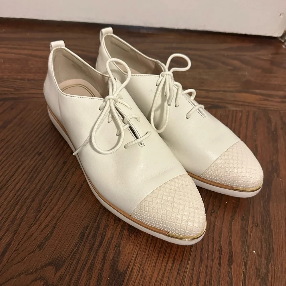 Cole Haan Grand Ambition Ivory Lace-Up Flats - Picture 3 of 5